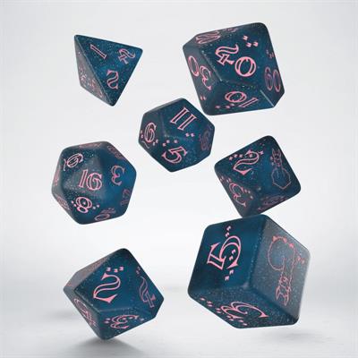 Sparkling Llama Dice Set (Glittering dark blue & pink)