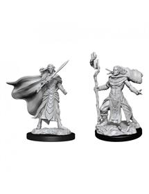 Mtg Unpainted Miniature Elf Fighter & Cleric